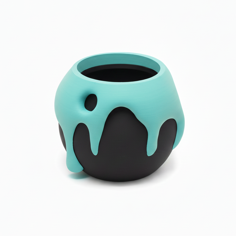 Cyan Splash Pflanztopf – 3D-gedruckt von Layerlution